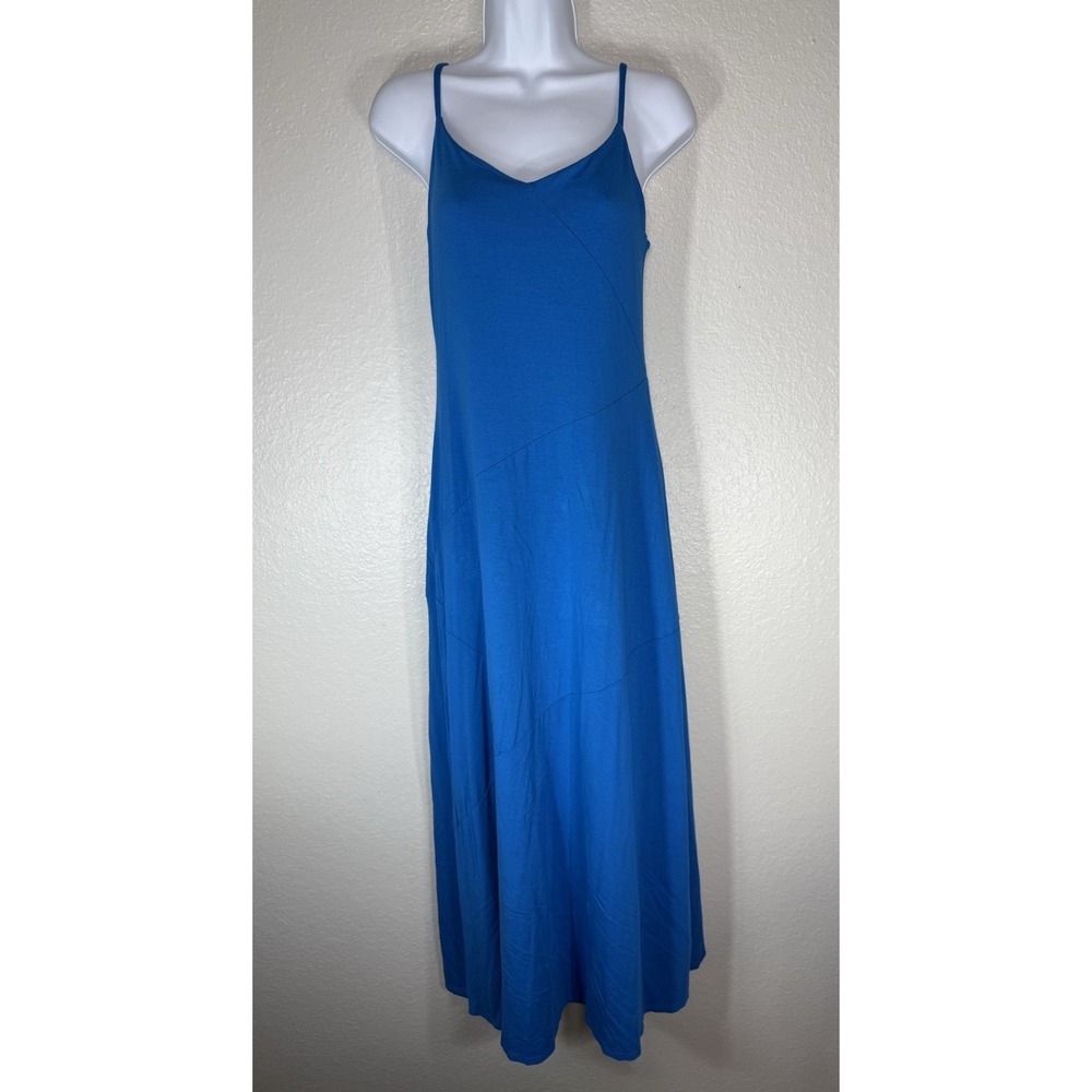 Ann Taylor Womens Sleeveless Blue Jersey Knit Maxi Dress Size S Petite